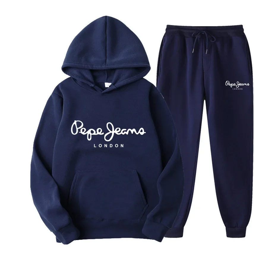 Street Fashion Outfit - 男女兼用プリント入りフーディートラックスーツ上下セット ヒップホップ ストリートウェア ジョガーパンツ カジュアル デイリー