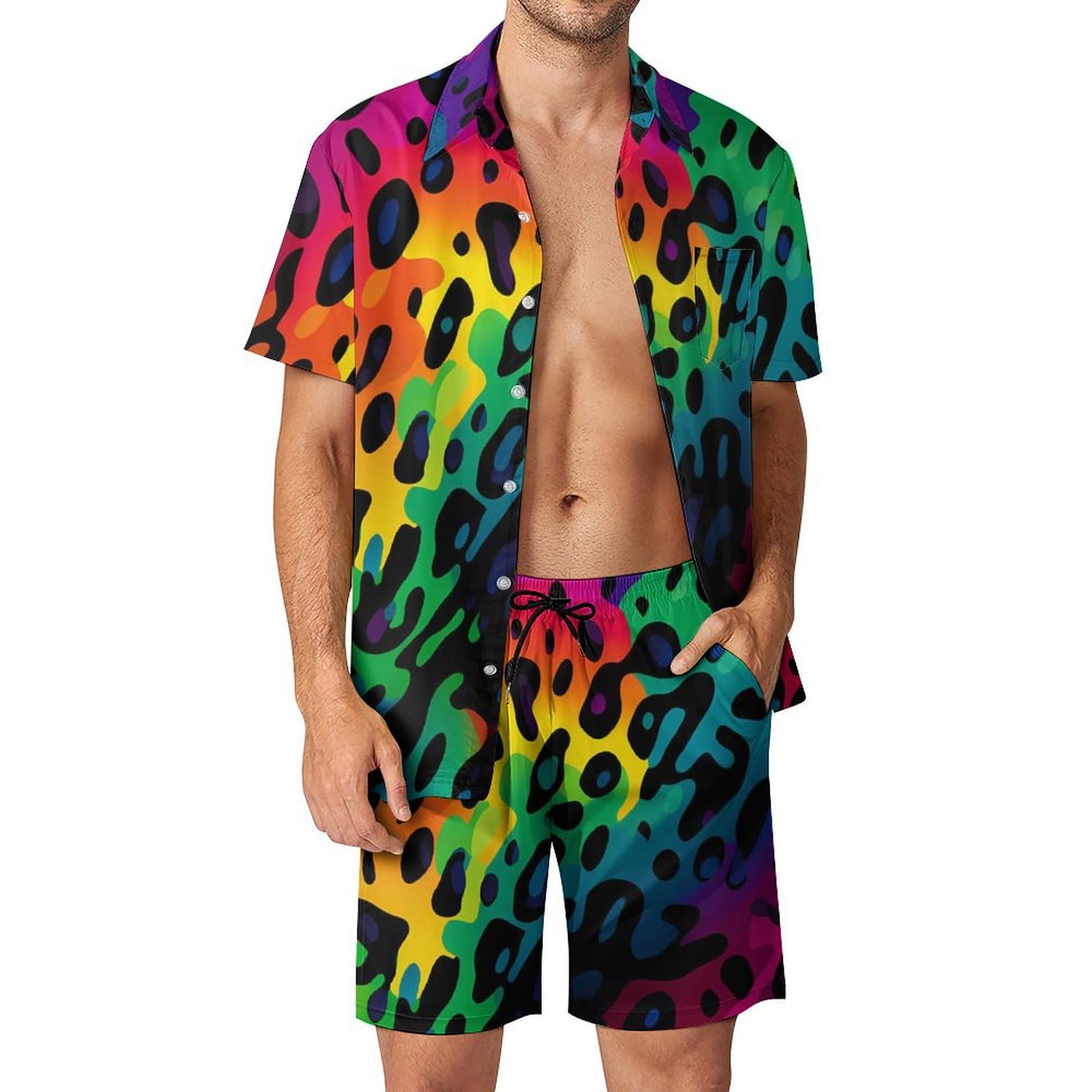 Street Fashion Clothes - 夏用不規則幾何学模様3Dプリントメンズシャツセットファッション半袖シャツビーチショーツストリートウェアハワイアンスーツ服