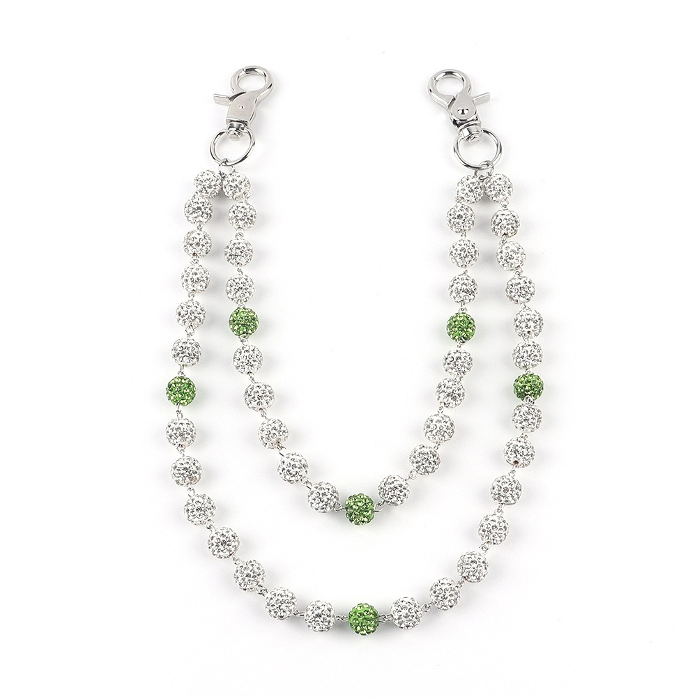 Street Fashion Necklace - 新しいヒップホップパンツ ラインストーンキーホルダー ヒップスターパンツ ホワイトウォレット ベルトチェーン ジーンズチェーン