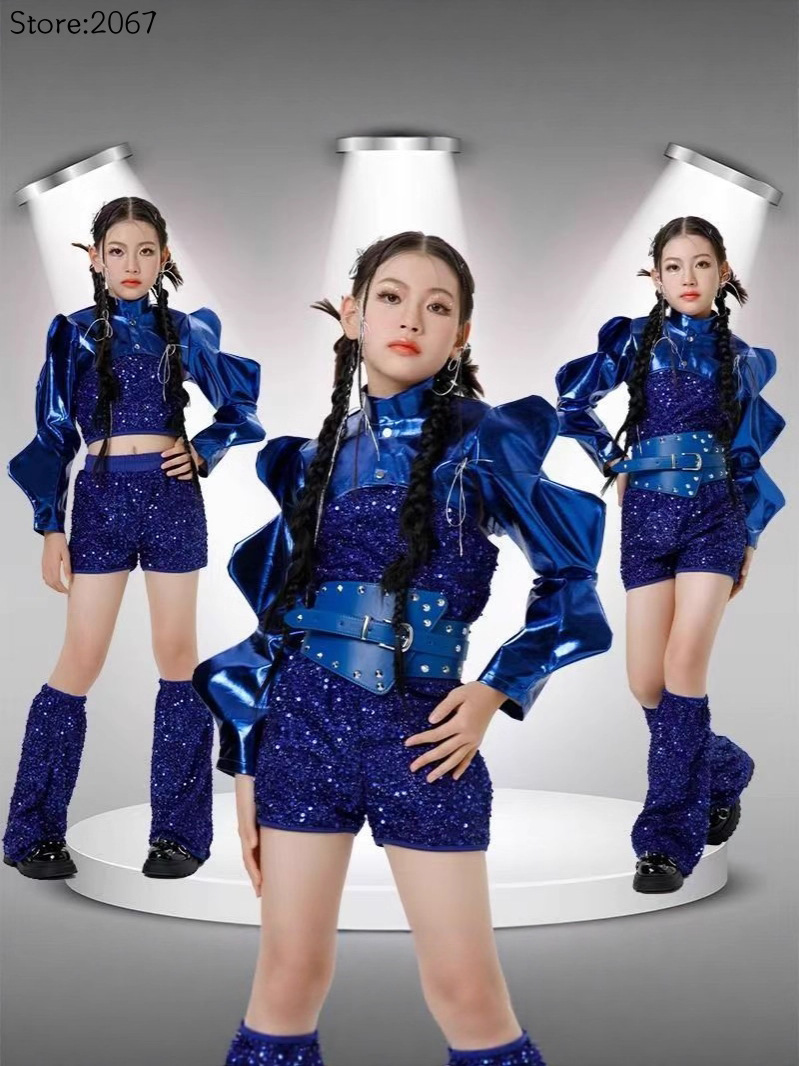 Street Fashion Outfit Girl - ジャズダンス衣装スパンコール衣装ヒップスターガールズファッションスパンコールストリートダンスセットガールズランウェイステージパフォーマンスブルースーツ2026