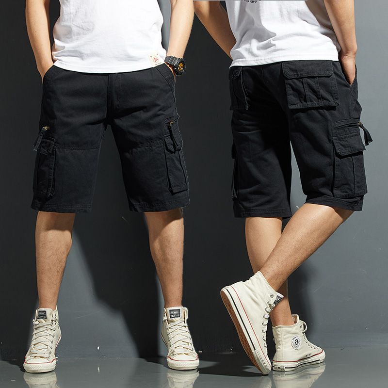 男性用ポケット付きグリーンカーゴショーツ,膝上,ハイキングシ - Street Fashion Harajuku のレビューと価格
