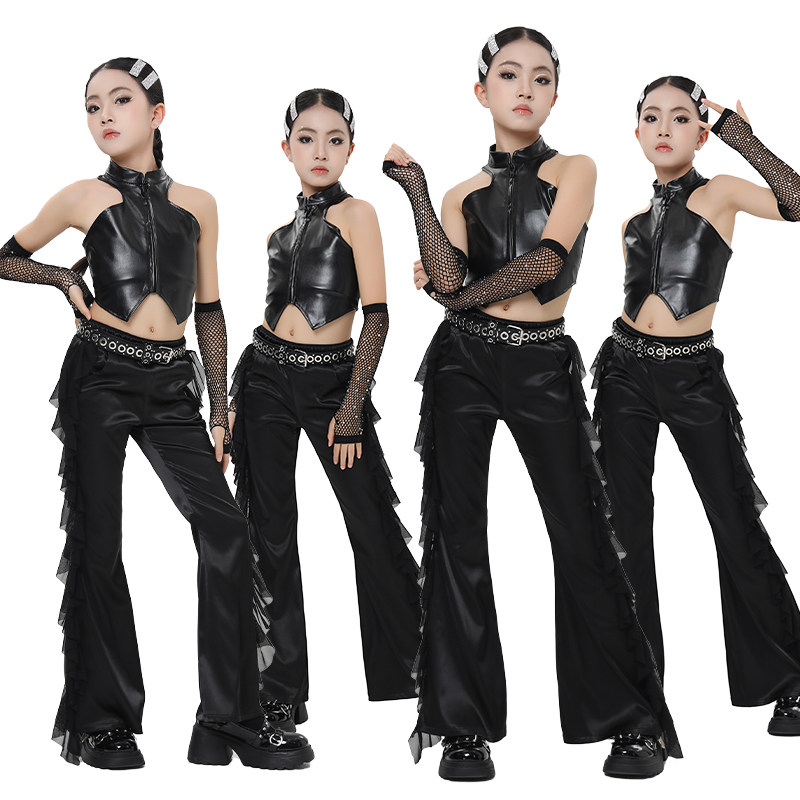 ファッション不規則な吊りネックトップパンツ女の子ジャズダンス - Street Fashion Outfit Girl のレビューと価格