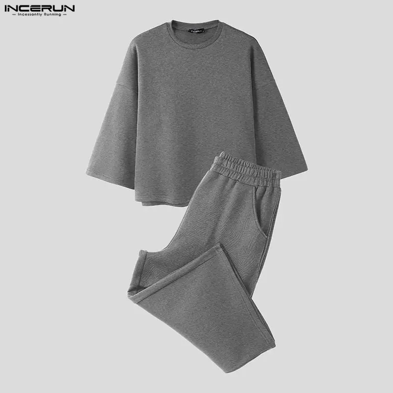 INCERUN メンズセット ソリッドカラー バギー 3/4 - Street Summer Fashion のレビューと価格