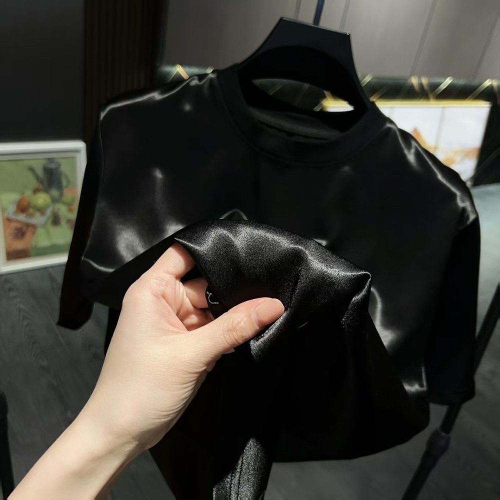 メンズアセテート繊維サテン光沢Tシャツパンツツーピースセット - Street Fashion Clothes のレビューと価格