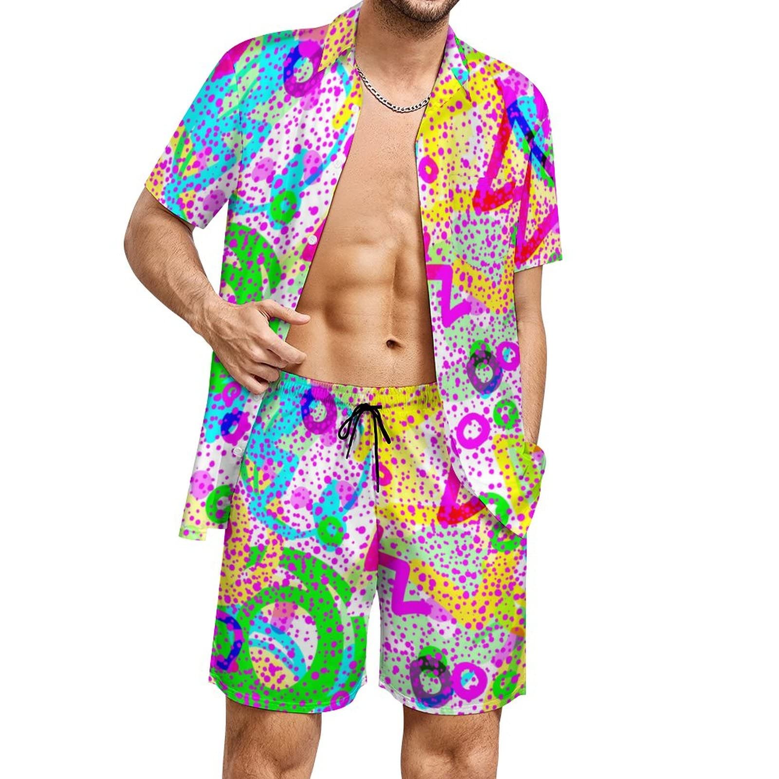 夏用不規則幾何学模様3Dプリントメンズシャツセットファッショ - Street Fashion Clothes のレビューと価格