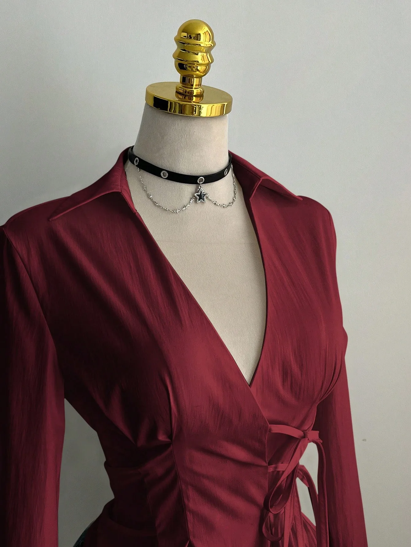ファッション長袖ブラウスセクシーな女性スリムフィットシャツ  - Street Fashion Necklace のレビューと価格