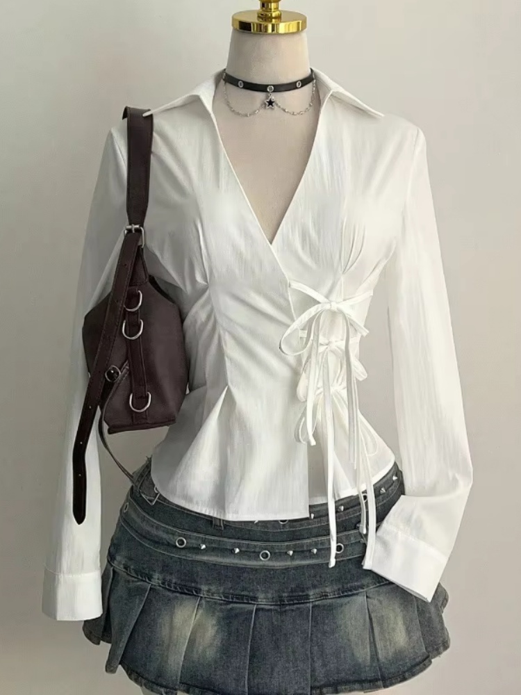 ファッション長袖ブラウスセクシーな女性スリムフィットシャツ  - Street Fashion Necklace のレビューと価格