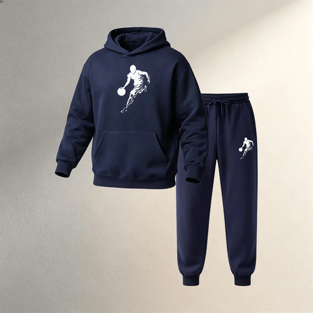 メンズ服 プルオーバーフーディセット 2ピース 秋冬 スポー - Street Fashion Outfit のレビューと価格