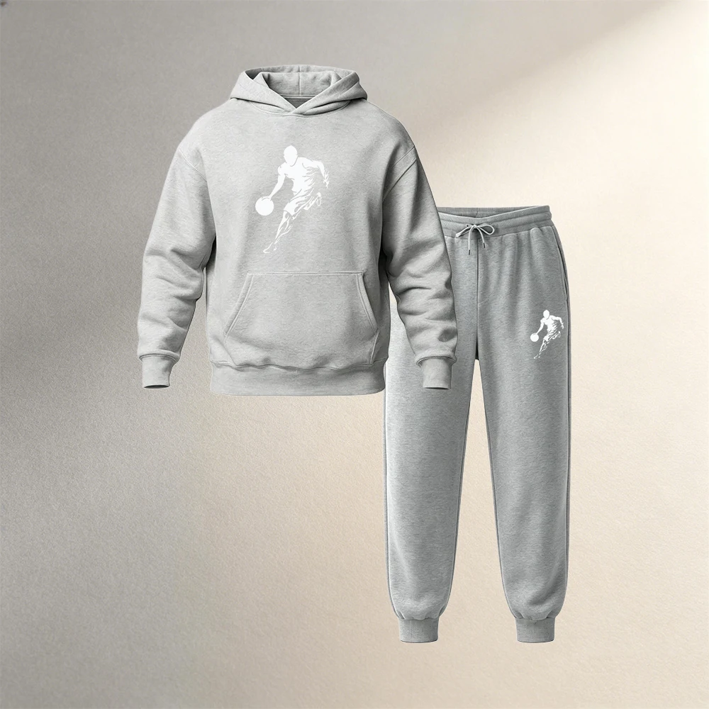 メンズ服 プルオーバーフーディセット 2ピース 秋冬 スポー - Street Fashion Outfit のレビューと価格
