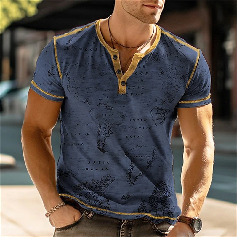 メンズヘンリーシャツ 面白い3DプリントTシャツ ストリート - Street Fashion Clothes のレビューと価格