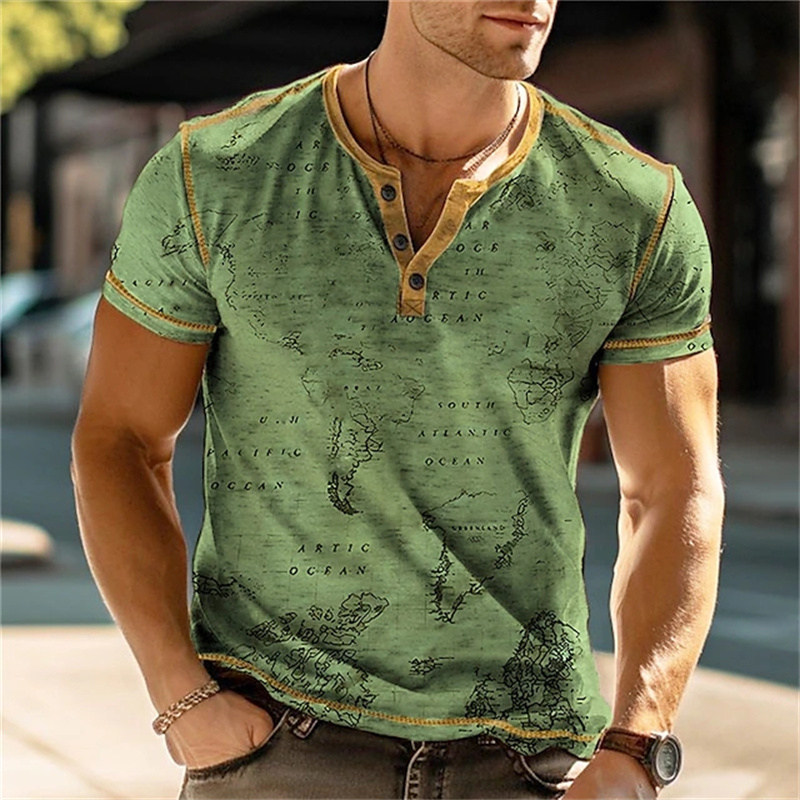 メンズヘンリーシャツ 面白い3DプリントTシャツ ストリート - Street Fashion Clothes のレビューと価格