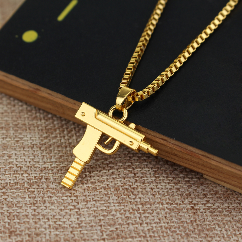 トレンディな Uzi 銃型ペンダントネックレス ゴシックパン - Street Fashion Necklace のレビューと価格