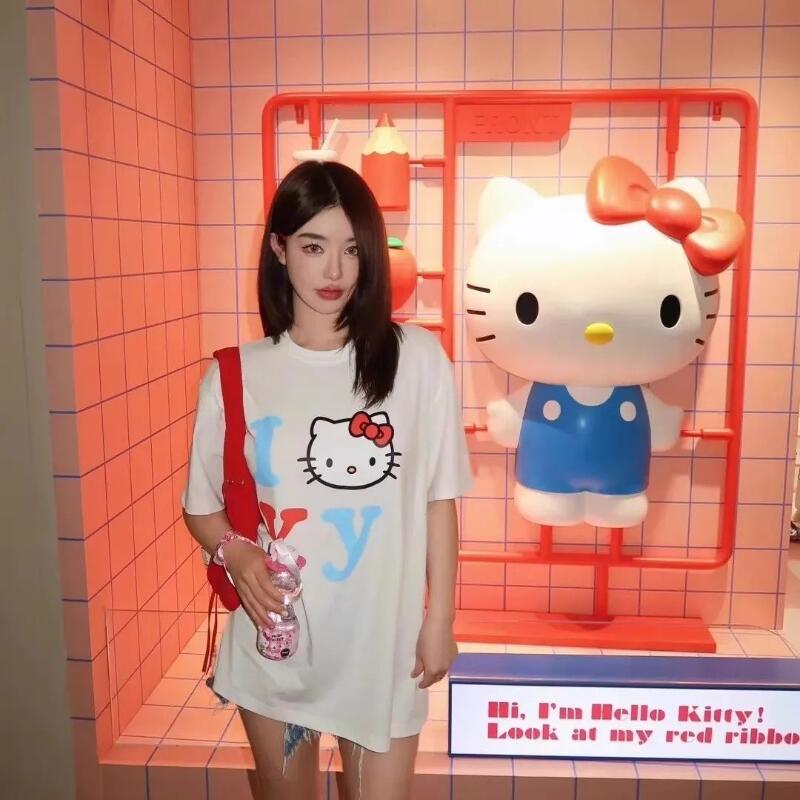 半袖サンリオ夏用純綿ユニセックスTシャツハローキティトレンデ - Street Summer Fashion のレビューと価格